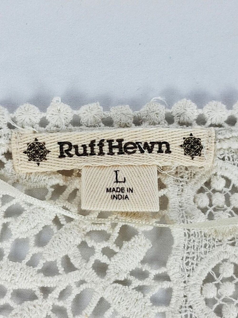 New w/ Tags Ruff Hewn Ivory Crochet Fringe Poncho Size L Lightweight Boho Style - Picture 4 of 16